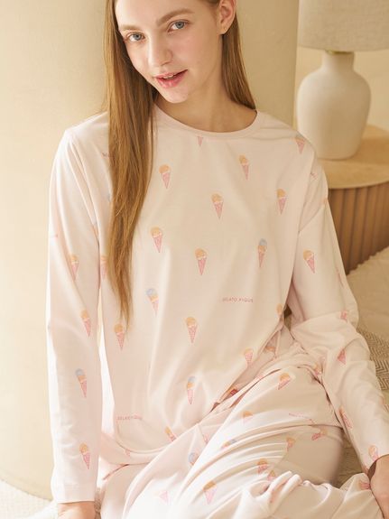 IFMC.】総柄ロンT(カットソー・Tシャツ)｜ルームウェア・パジャマ通販