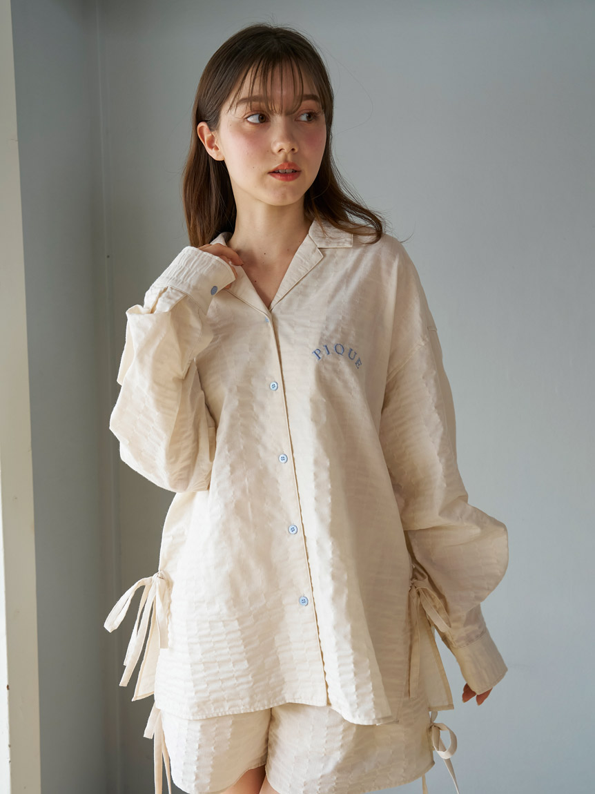 【ONLINE限定】リボンシャツ&ショートパンツセット(OWHT-F)
