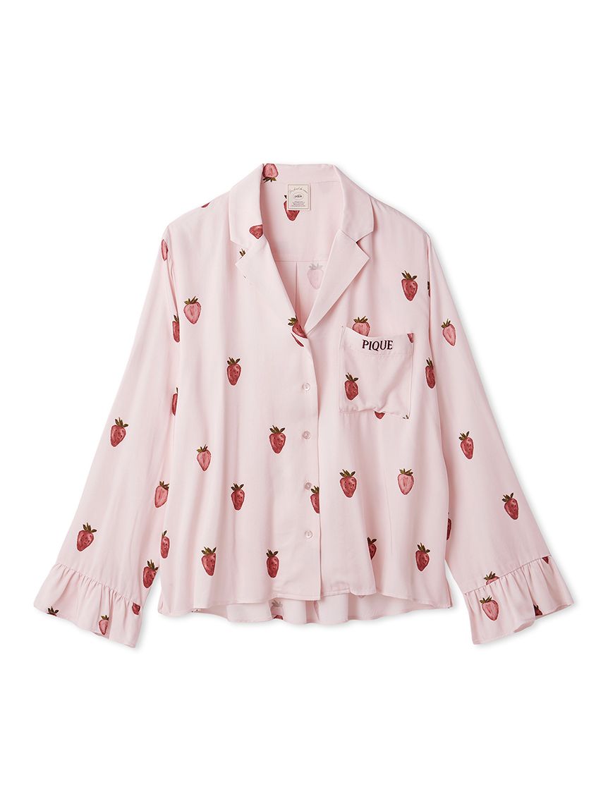 ストロベリー柄ツイルシャツ(シャツ)｜ルームウェア・パジャマ通販の