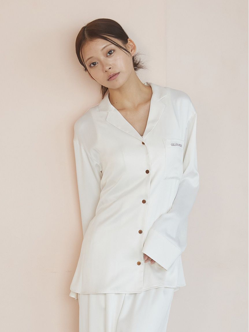 裏起毛サテンシャツ(シャツ)｜ルームウェア・パジャマ通販の