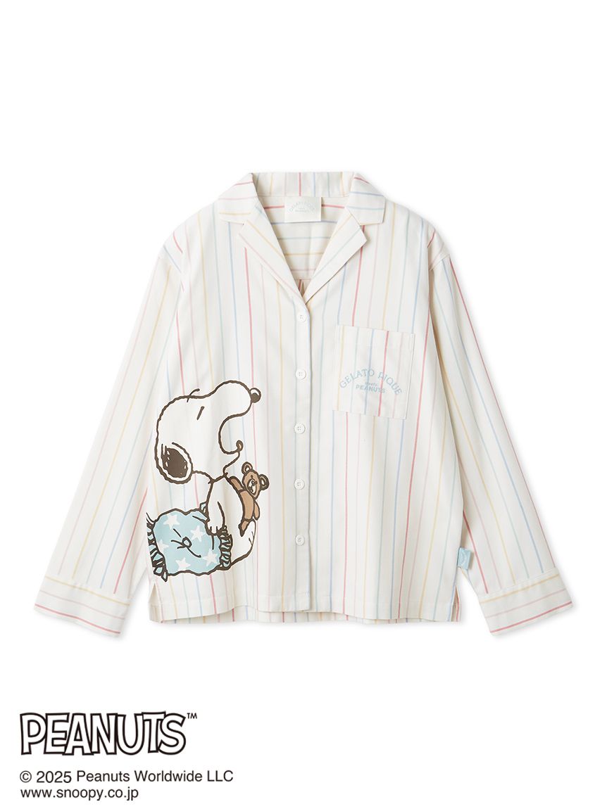 PEANUTS】オリジナルアート レインボーストライプネルシャツ(シャツ