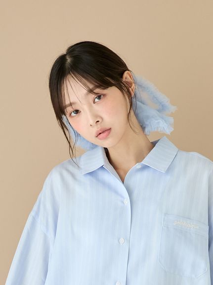 ボリュームフリルチュールシュシュ(ヘアアクセサリー)｜ルームウェア
