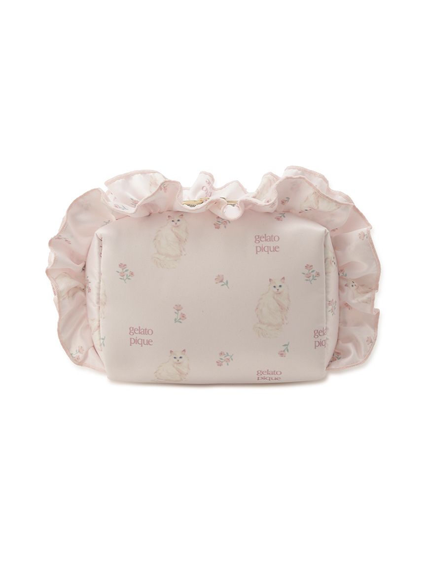 フラワーキャット柄ポーチ(ポーチ)｜ルームウェア・パジャマ通販の