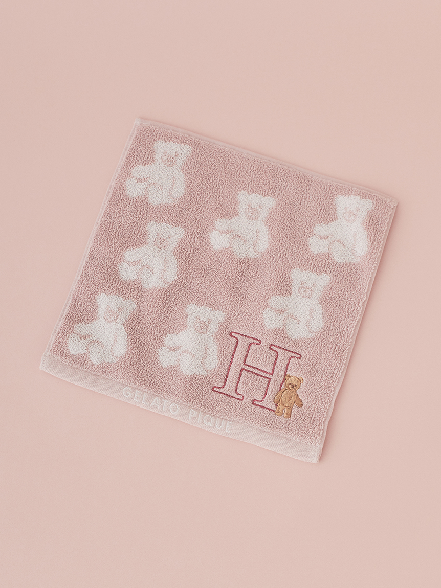 【MASH STORE限定】イニシャル刺繍入りベアハンドタオル(H-F)