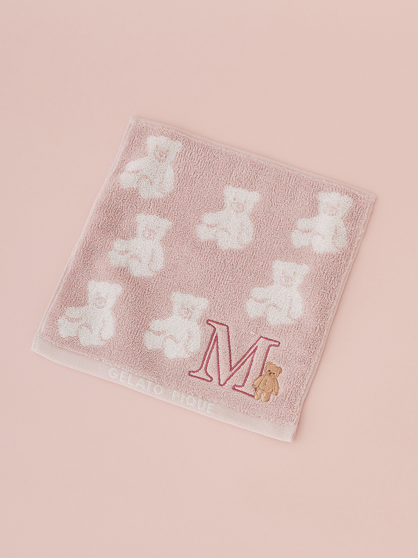【MASH STORE限定】イニシャル刺繍入りベアハンドタオル(M-F)