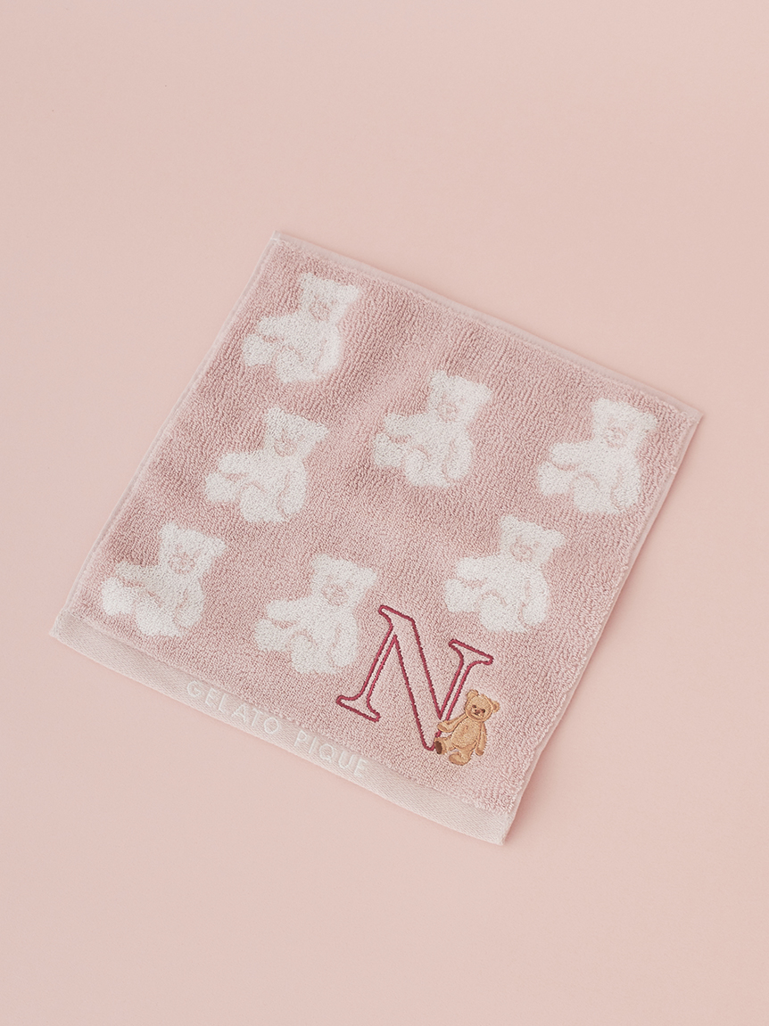 【MASH STORE限定】イニシャル刺繍入りベアハンドタオル(N-F)