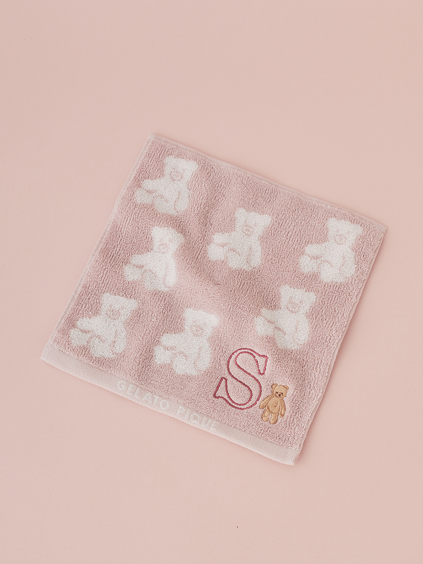 【MASH STORE限定】イニシャル刺繍入りベアハンドタオル(S-F)