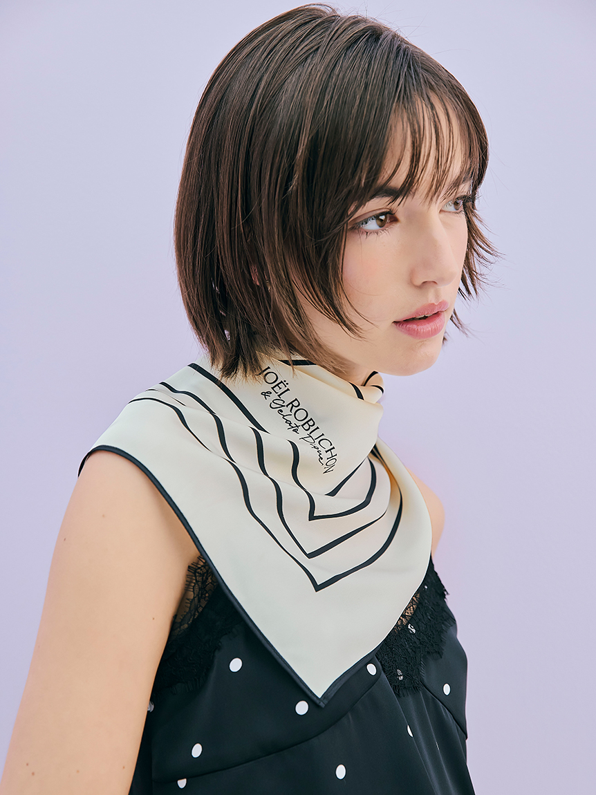 JOEL ROBUCHON】サテンラインプリントスカーフ(ヘアアクセサリー