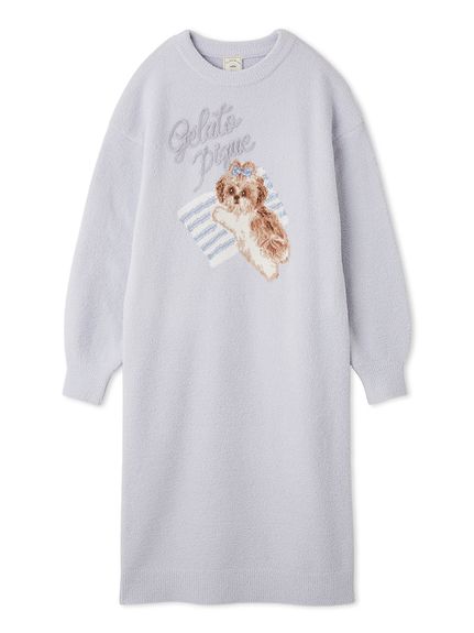 ジェラートピケ　シュナウザー　ジャガードワンピース　グレー ジェラートピケ gelato pique シュナウザージャガードワンピース