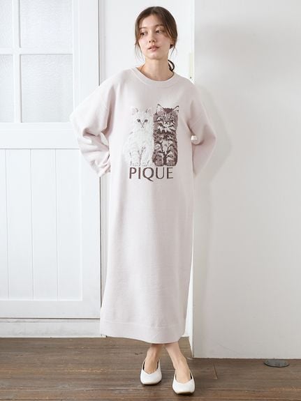 新品✨ジェラートピケ　ぬいぐるみ柄ワンピース　現行　長袖　ロング　レーヨン ジェラートピケ gelato pique 22AW ウォーターリリー柄ロング