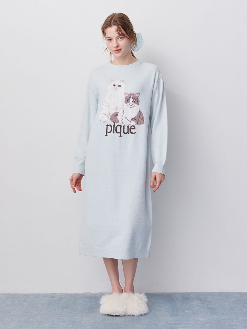 エアリーモコキャットジャガードワンピース(ワンピース)｜ルームウェア