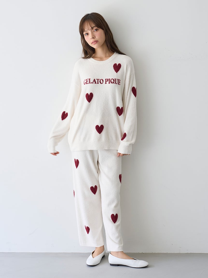 ジェラートピケ　くま　Tシャツ　ロングパンツ　ルームウエア ONLINE限定】スポーティーベアワンポイントTシャツ＆総柄ロング