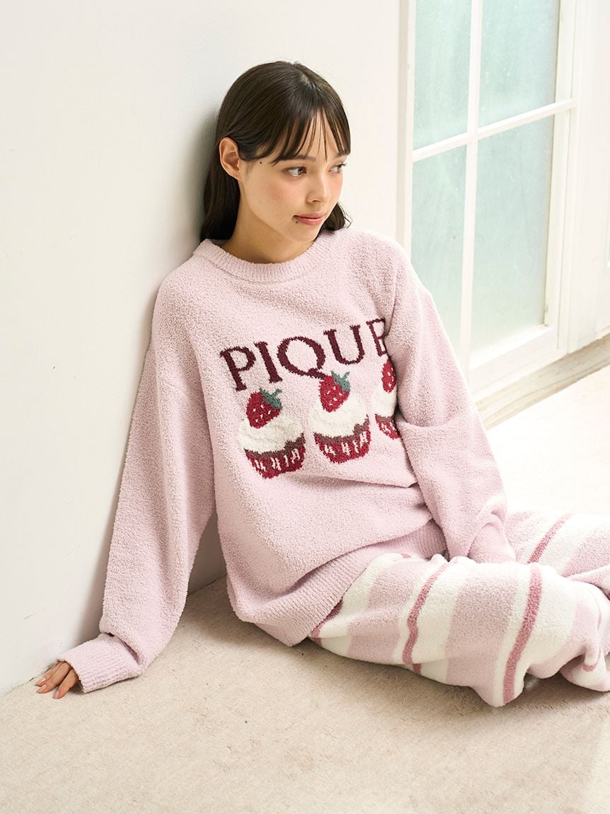 今季新作✩ジェラートピケ✩ ベビモコ✩ハート♡ジャガードロングパンツ BABY】ハート柄ロングパンツ(ロングパンツ)｜ルームウェア