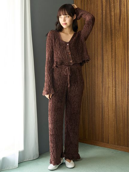 フェザー柄編みロングパンツ(ロングパンツ)｜ルームウェア・パジャマ