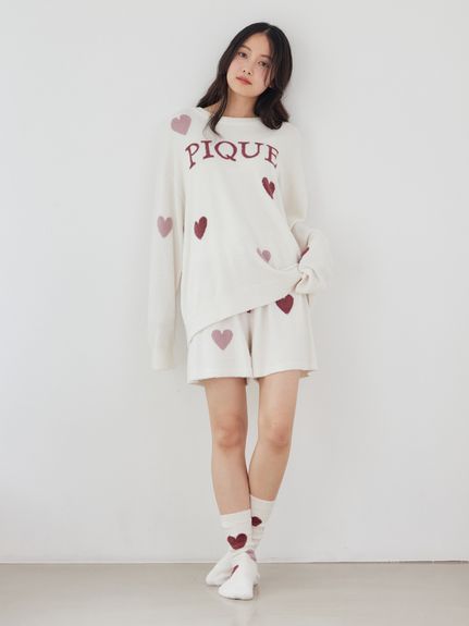 ジェラピケ　ホットスムーズィーハートJQDショートパンツ(NVY-F) オフィシャルサイト・MASHSTORE限定】ホットスムーズィーハート