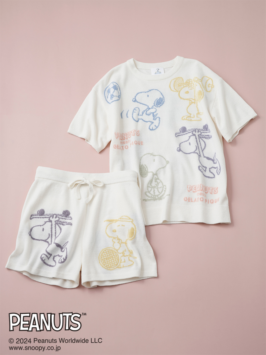 PEANUTS】【ONLINE限定】総柄ジャガードプルオーバー&ショートパンツ 