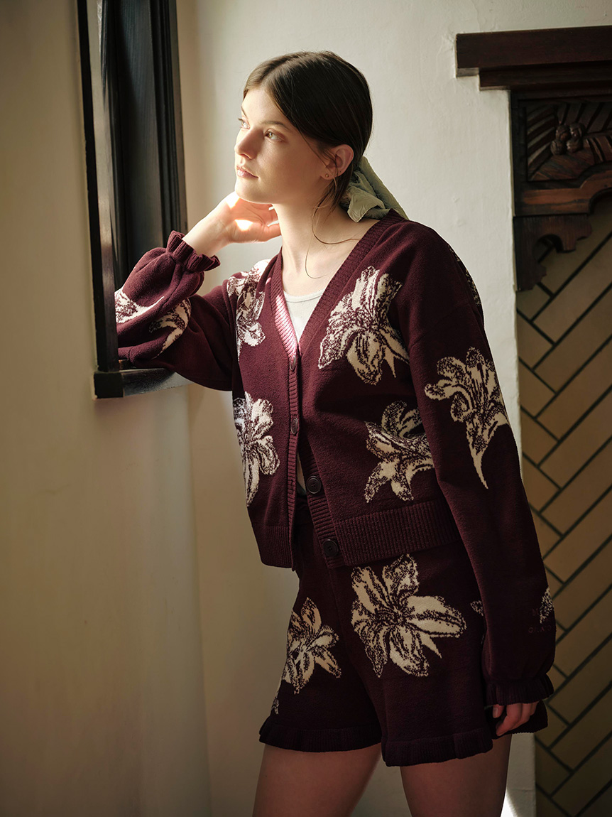 ジェラートピケ ルームウェアセット ベア 上下 ボルドー バーガンディ