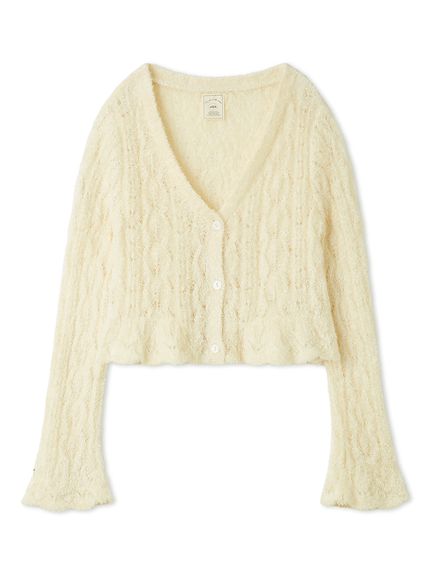 フェザー柄編みカーディガン(カーディガン・ガウン)｜ルームウェア