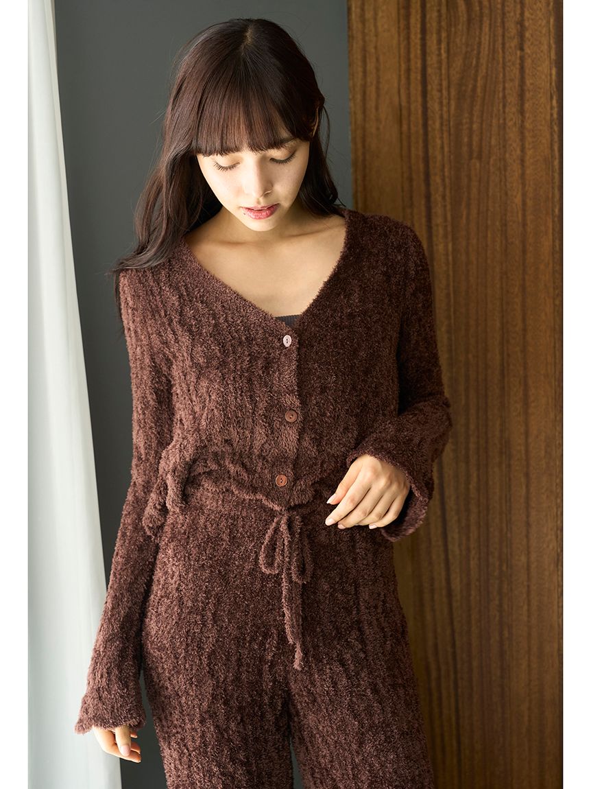 フェザー柄編みカーディガン(カーディガン・ガウン)｜ルームウェア