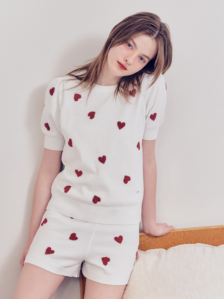 ONLINE限定】エアリーモコハートジャガードプルオーバー&ショート
