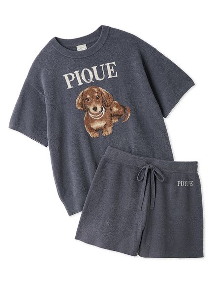 Gelato Pique 猫プリント ルームウェアセット　パープル　新品未使用 gelato pique ジェラートピケ ネコ柄Tシャツ＆パンツ セットアップ猫