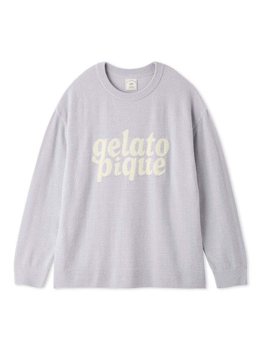 GELATO PIQUE ルームウェア上下長袖 スムーズィーロゴジャガード長袖プルオーバー(ニットプルオーバー