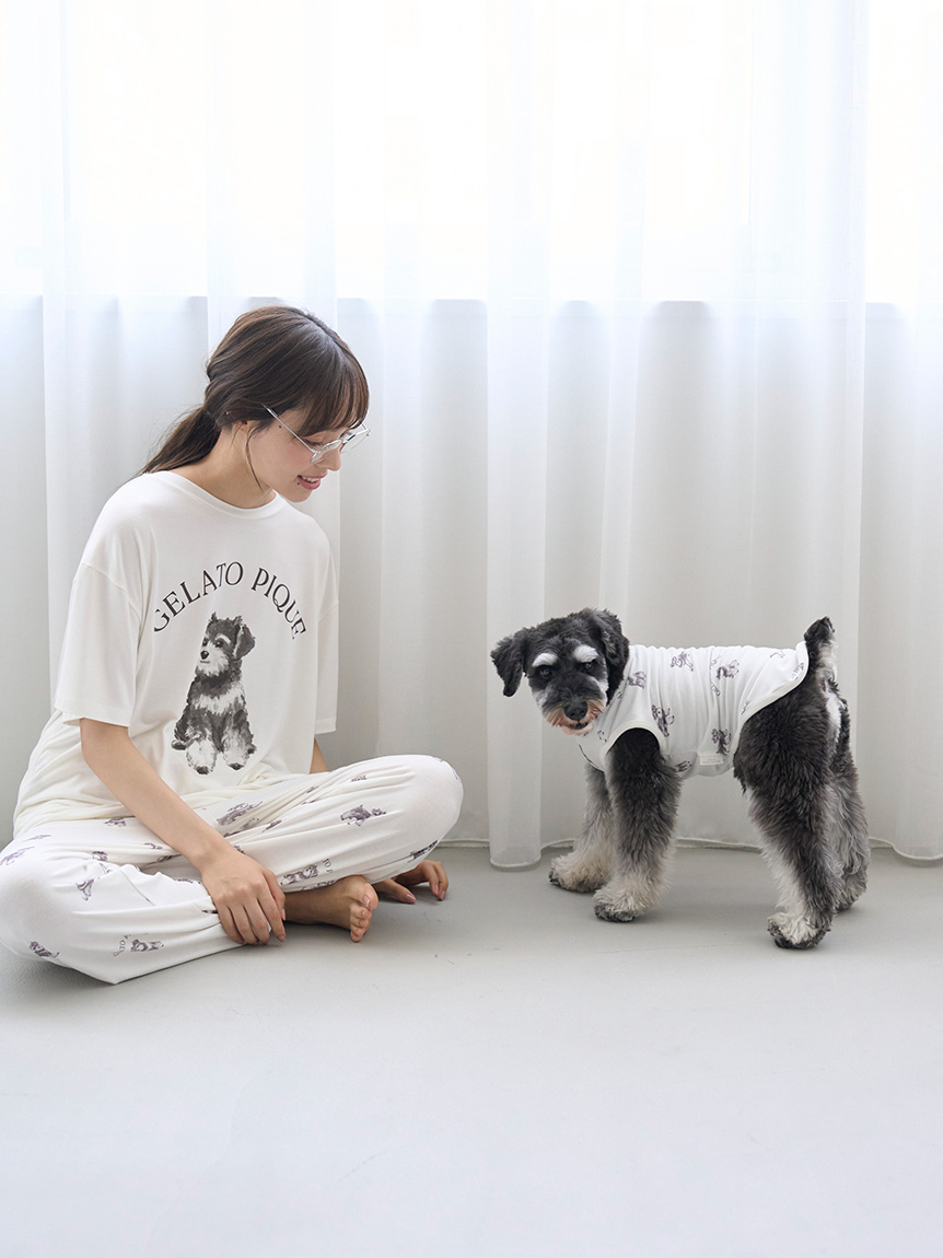 新品 完売品 ジェラートピケ シュナウザー プルオーバー ルームウェア 部屋着 MASH SUMMER WEEK限定】【CAT&DOG】シュナウザー柄カットソー