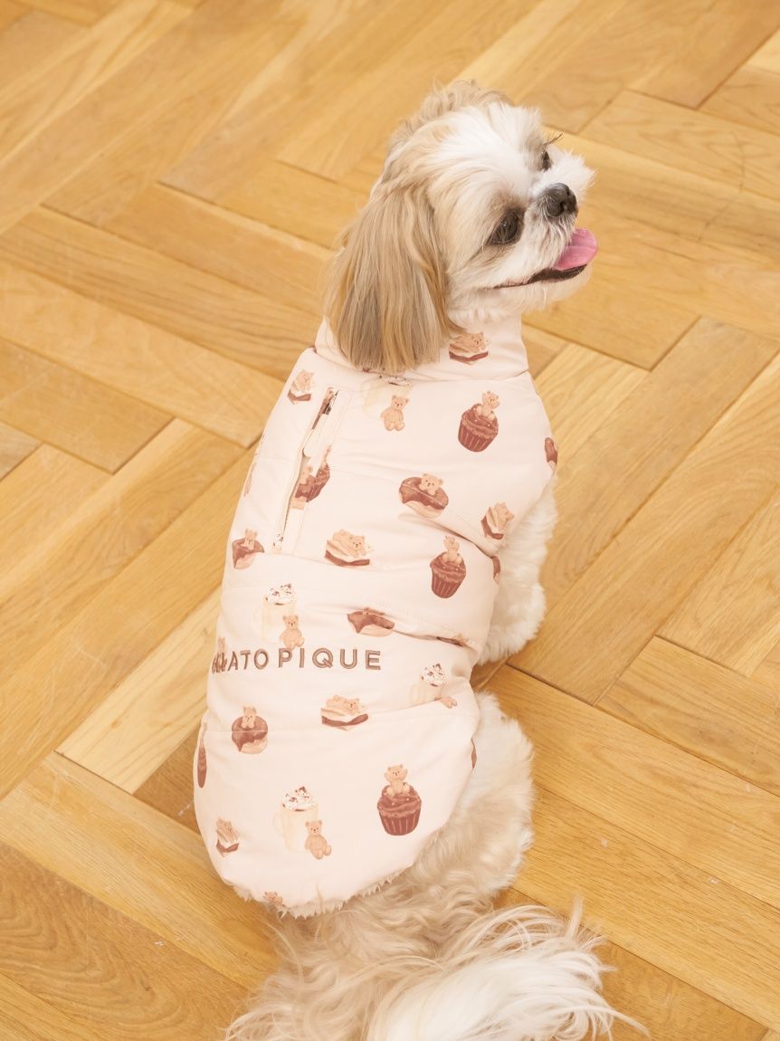 ジェラートピケ 中綿ベスト　くま柄　Lサイズ CAT&DOG】中綿ベスト(ウェア)｜ルームウェア・パジャマ通販の