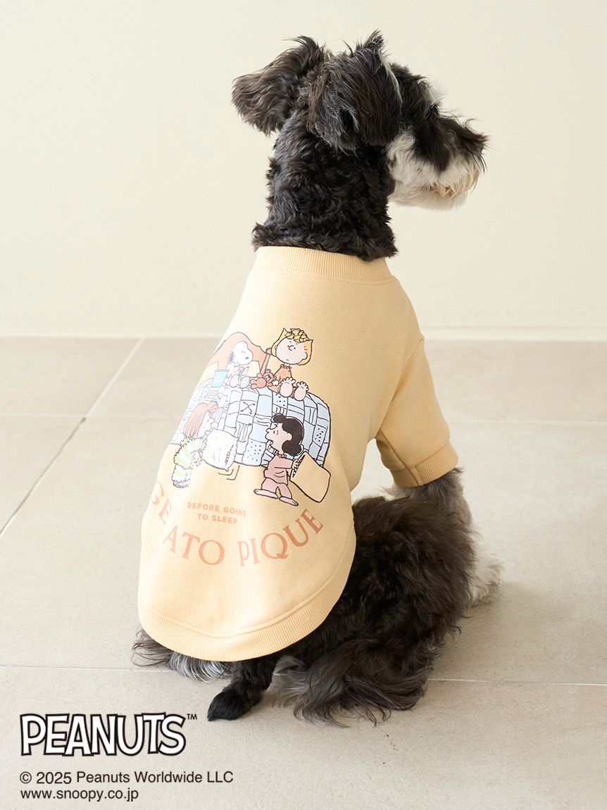 ジェラートピケ　スヌーピー裏毛プルオーバー PEANUTS】オリジナルアート ワンポイント裏毛プルオーバー(カットソー
