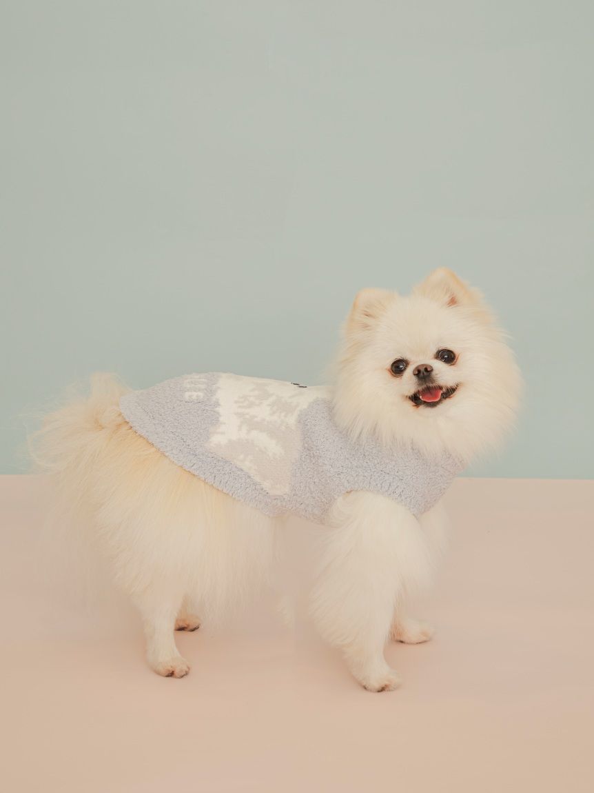 ジェラートピケ　ポメラニアン柄　グレー　上下セット　15-6 GELATO PIQUE ジェラートピケ パウダーDOG3柄ジャガードプルオーバー