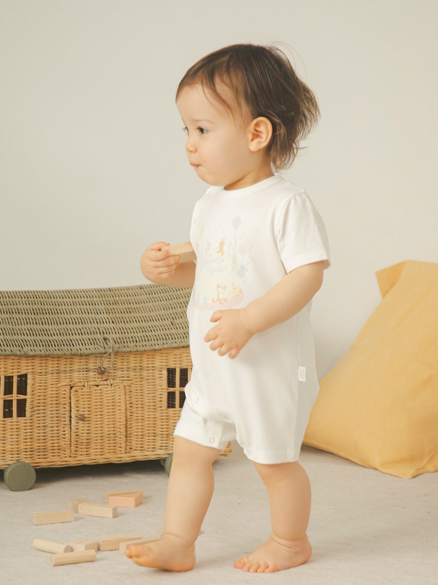 販路限定】【BABY】アニバーサリー柄ワンポイントロンパース