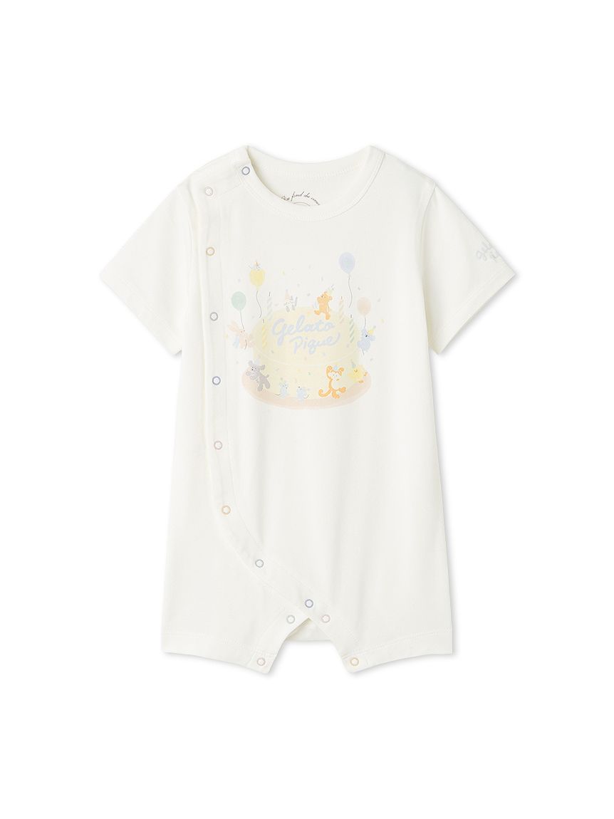 販路限定】【BABY】アニバーサリー柄ワンポイントロンパース