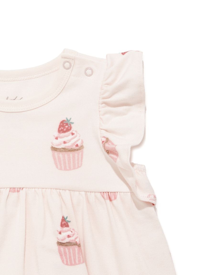 ラッピング済み】BABYカップケーキ柄ロンパース&スタイSET(ロンパース