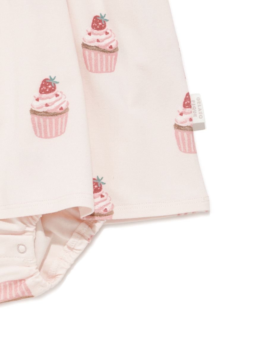 ラッピング済み】BABYカップケーキ柄ロンパース&スタイSET(ロンパース
