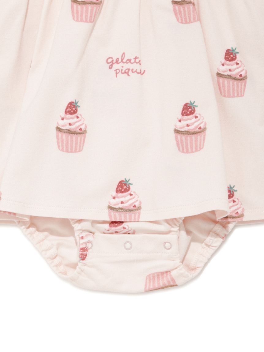 ラッピング済み】BABYカップケーキ柄ロンパース&スタイSET(ロンパース