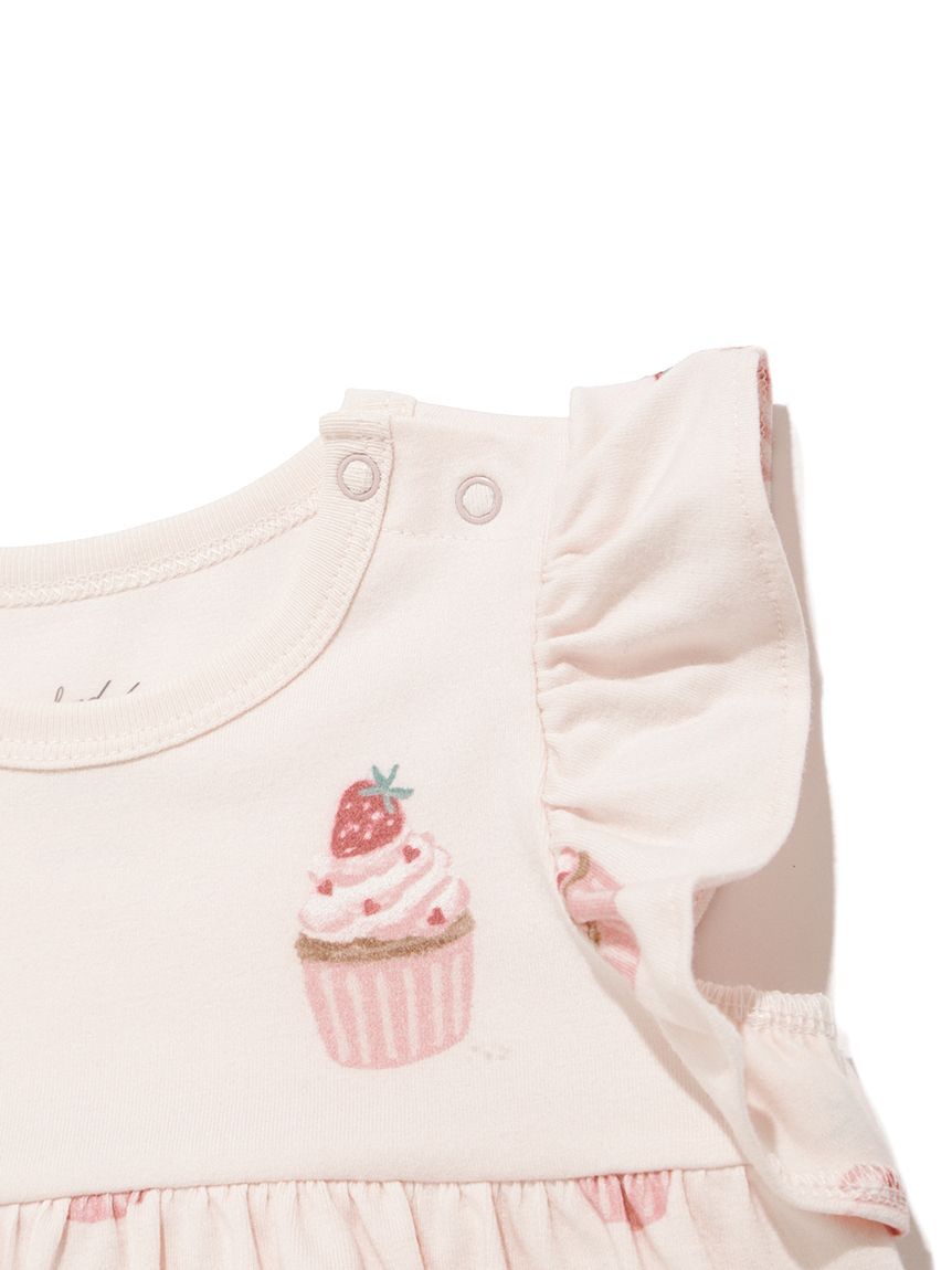 ラッピング済み】BABYカップケーキ柄ロンパース&スタイSET(ロンパース