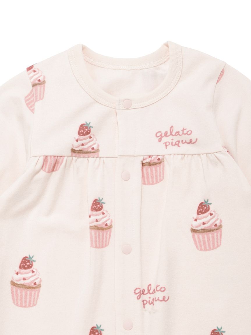 BABY】新生児カップケーキ柄2WAYオール(新生児 (50cm))｜ルームウェア