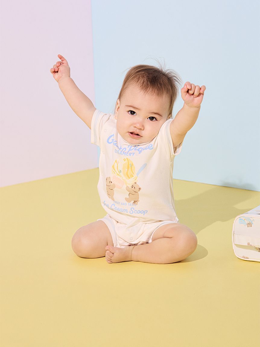 ジェラピケ ベビー ロンパース スタイ 現行品 ラッピング済み】【BABY】アイスクリームベアワンポイントロンパース