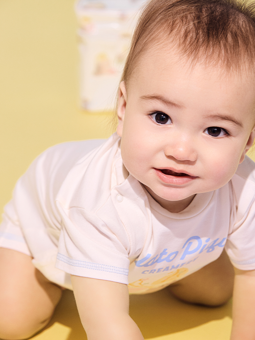BABY】【接触冷感】アイスクリームベアワンポイントロンパース 