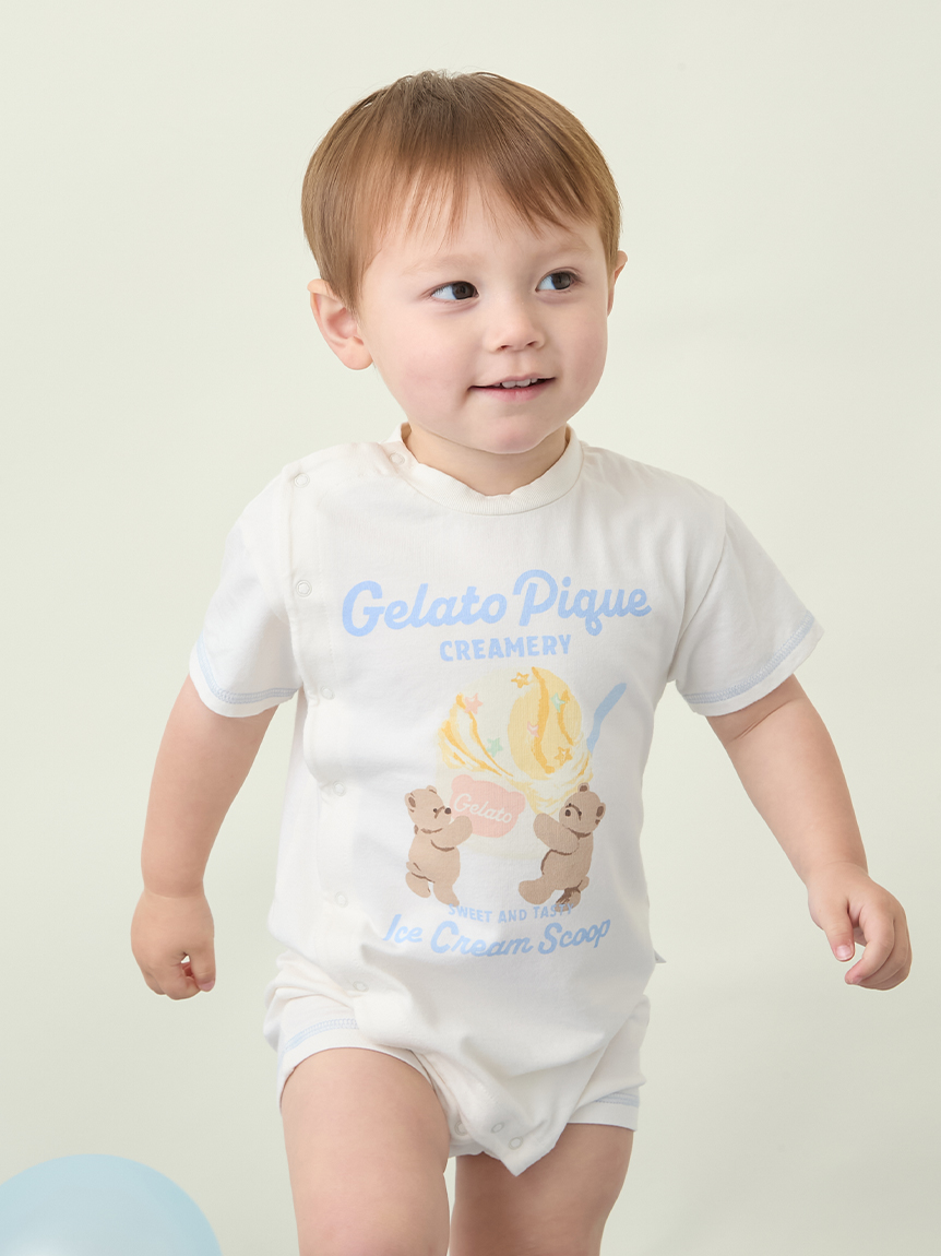 GELATO PIQUE ロンパース BABY】【接触冷感】アイスクリームベアワンポイントロンパース