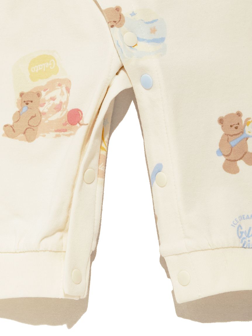 新生児】【接触冷感】アイスクリームベア柄2WAYオール(新生児 (50cm