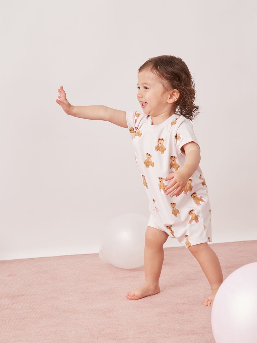 MEER ビックポケットロンパース BABY】【接触冷感】サマーベア柄ロンパース(ロンパース)｜ルームウェア