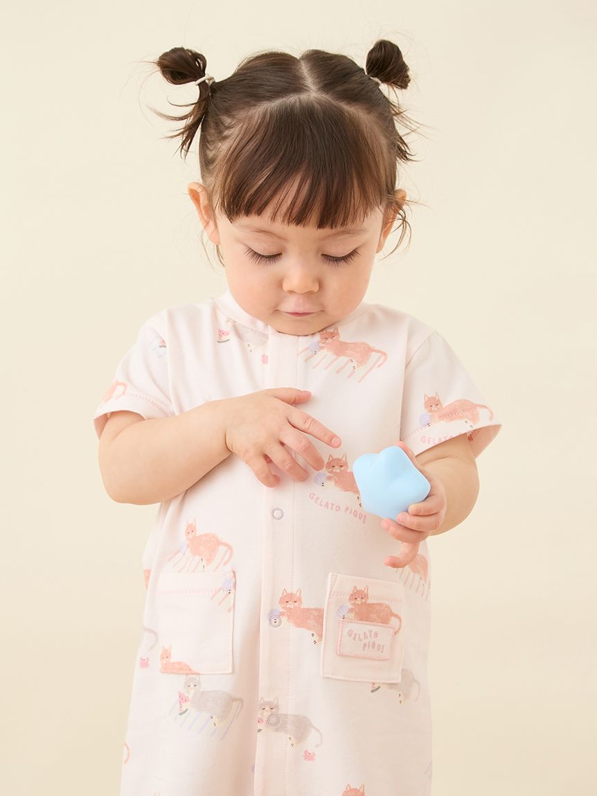 BABY】シーサイドキャット柄半袖ロンパース(ロンパース)｜ルームウェア