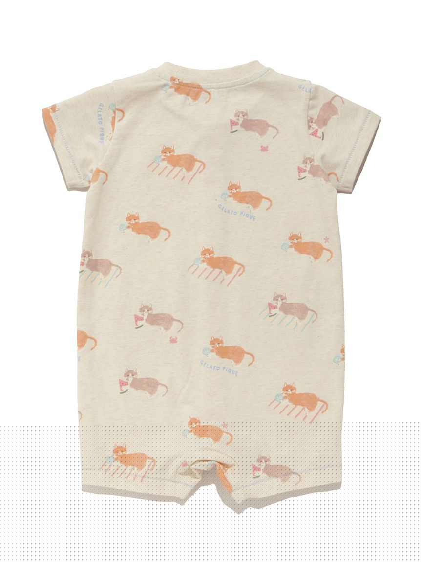 BABY】シーサイドキャット柄半袖ロンパース(ロンパース)｜ルームウェア