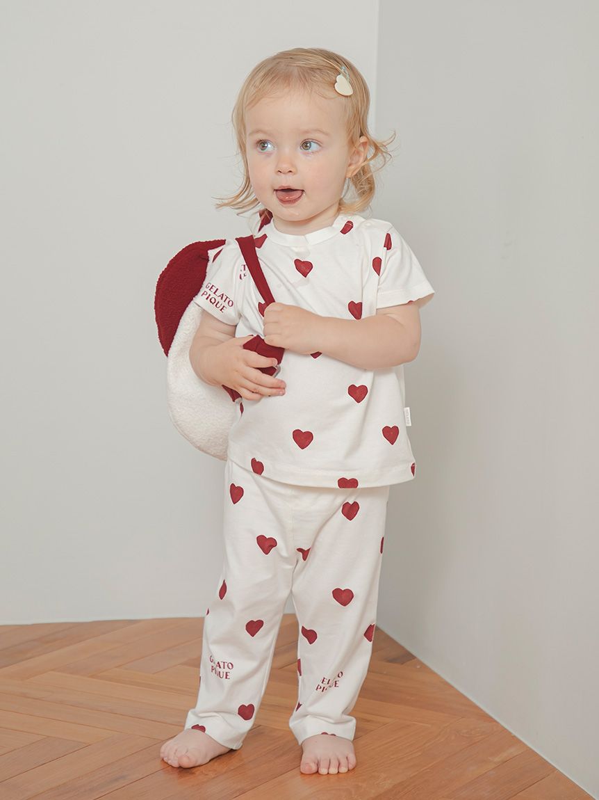 ジェラートピケ　ハート柄 ルームウェアパンツ 新品 KIDS】ハート柄ロングパンツ(ロングパンツ)｜ルームウェア