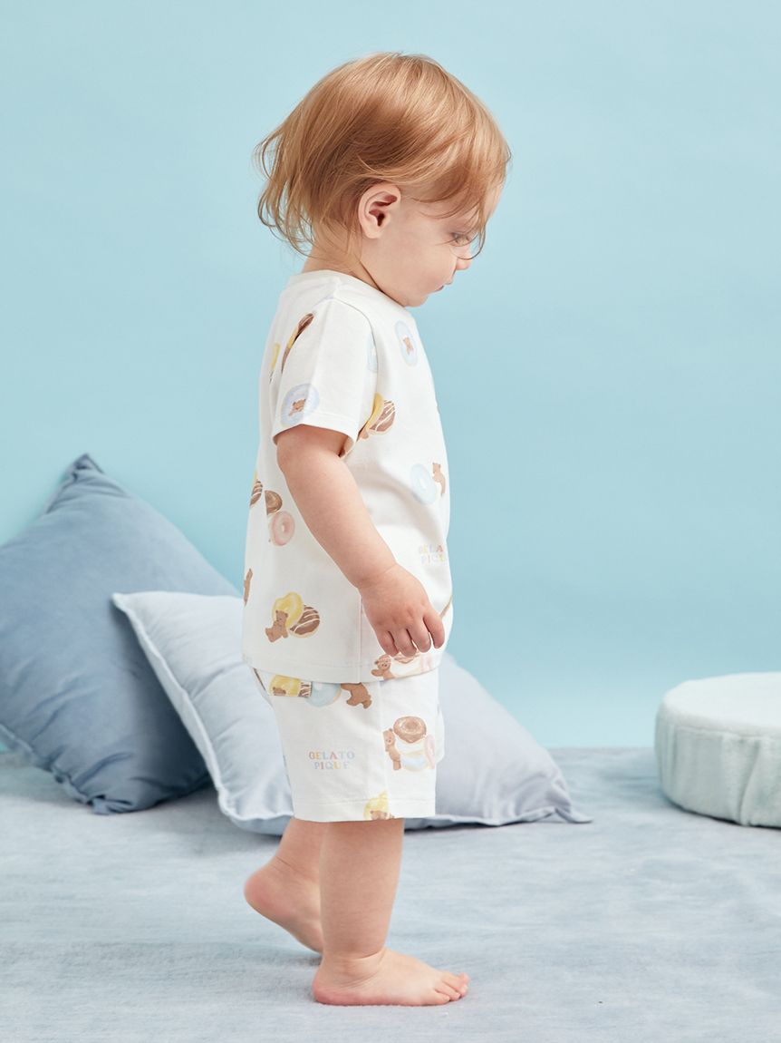 新品未使用 ジェラートピケ ドーナツベアワンポイントTシャツ クリーム KIDS】ドーナツベアワンポイントTシャツ（Tシャツ/カットソー