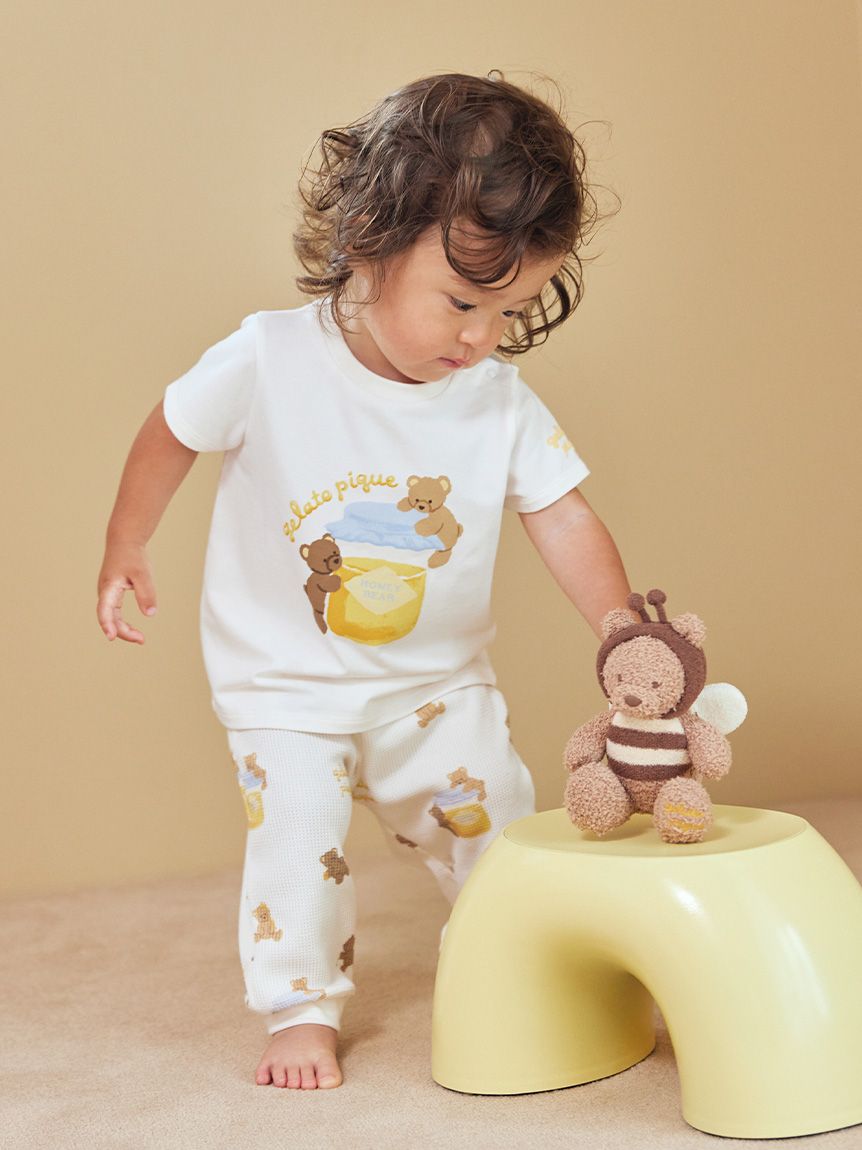 【新品】ジェラートピケ　はちみつベア柄Tシャツ&ロングパンツセット 新品】ジェラートピケ はちみつベア柄Tシャツ&ロングパンツ