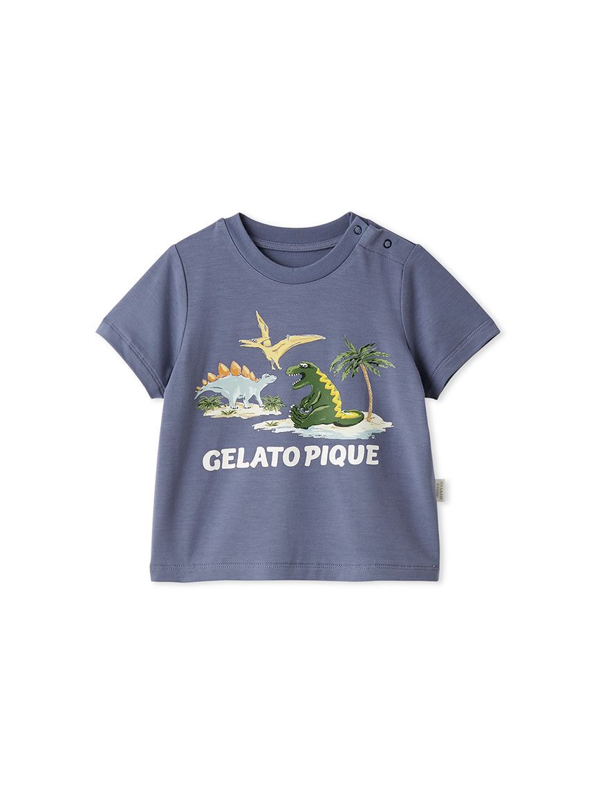 BABY】【接触冷感】スリーピングダイナソーワンポイントTシャツ