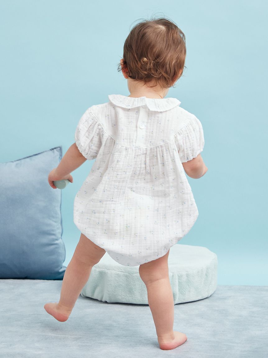 販路限定】【BABY】リトルフラワー柄ガーゼロンパース