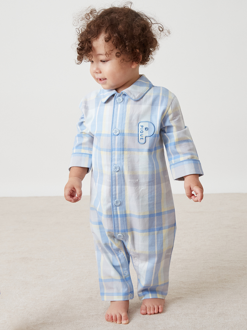BABY】チェック柄シャツロンパース(ロンパース)｜ルームウェア